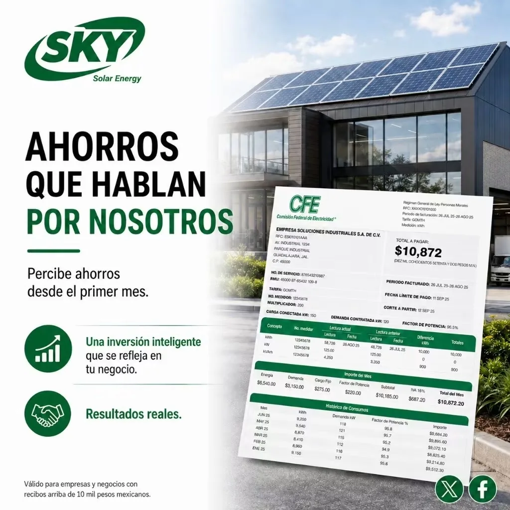 Sistema solar en edificio comercial